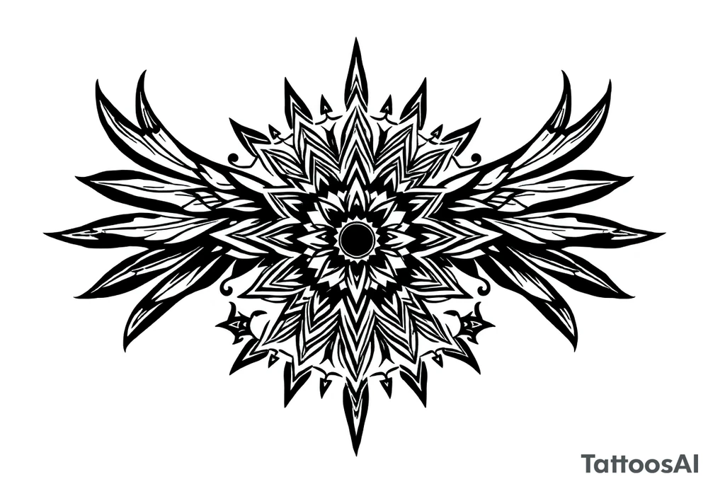 spiritual feather indian mandala shaman tattoo idea