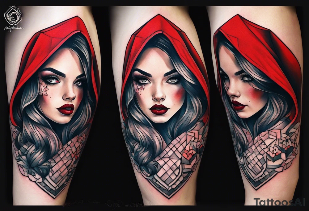 Red riding hood full thigh tattoo tattoo idea