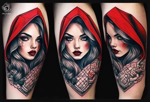 Red riding hood full thigh tattoo tattoo idea