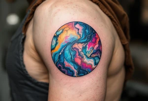 round colourful marble tattoo idea