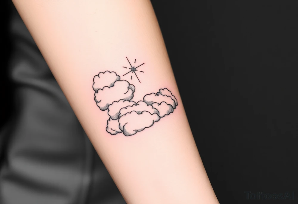 clouds with lighting tattoo idea