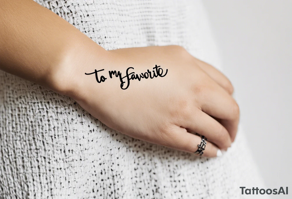 The handwritten words "to my favorite sister" written in a simple way with a delicate, fine line tattoo. Include a small puzzle piece tattoo idea
