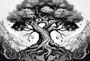 cosmic yggdrasil tattoo idea