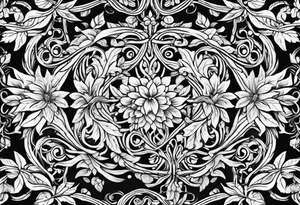 stone road leafy vines tattoo idea