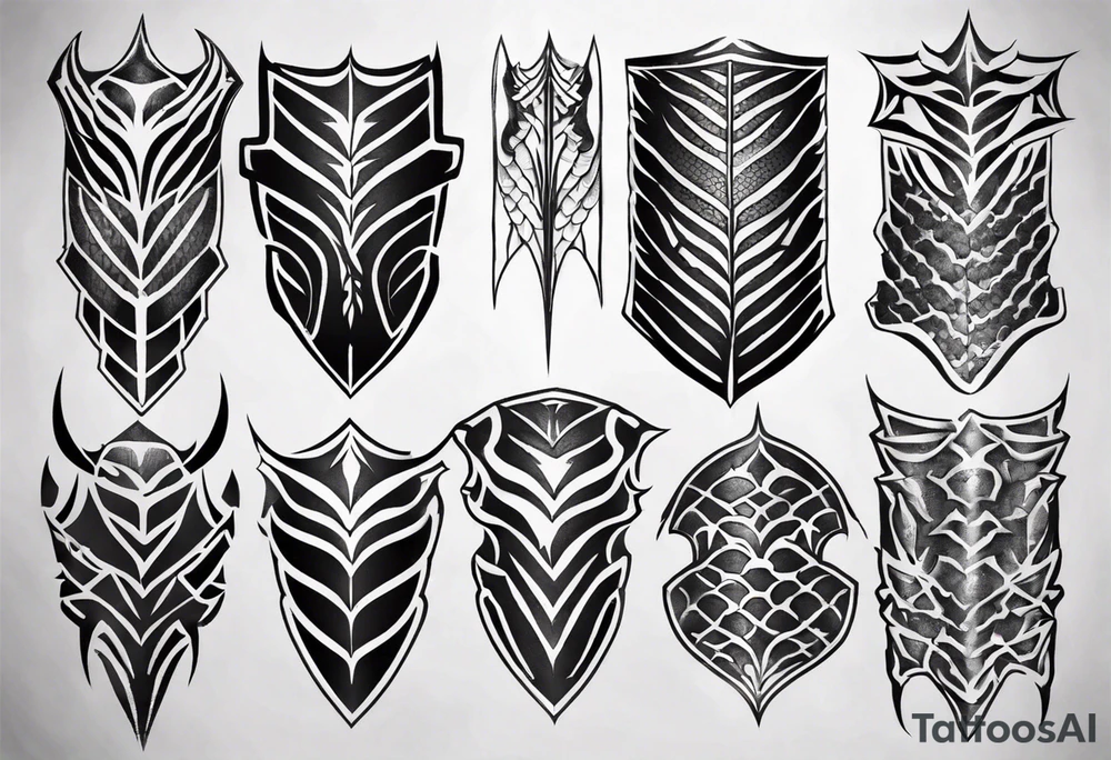 Dragonscale Leg armor symmetrical tattoo idea