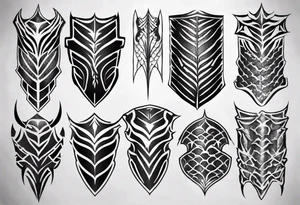 Dragonscale Leg armor symmetrical tattoo idea