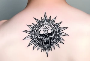 zombie aztec sun calindar eating 

 and a hellishly starry sky tattoo idea