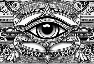 girl with eye of horus behind hierogliphlic wall tattoo idea