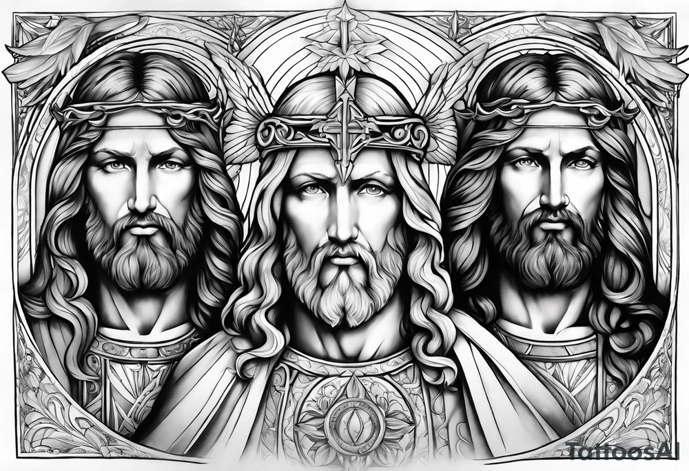 Archangels sleeve Jesus tattoo idea