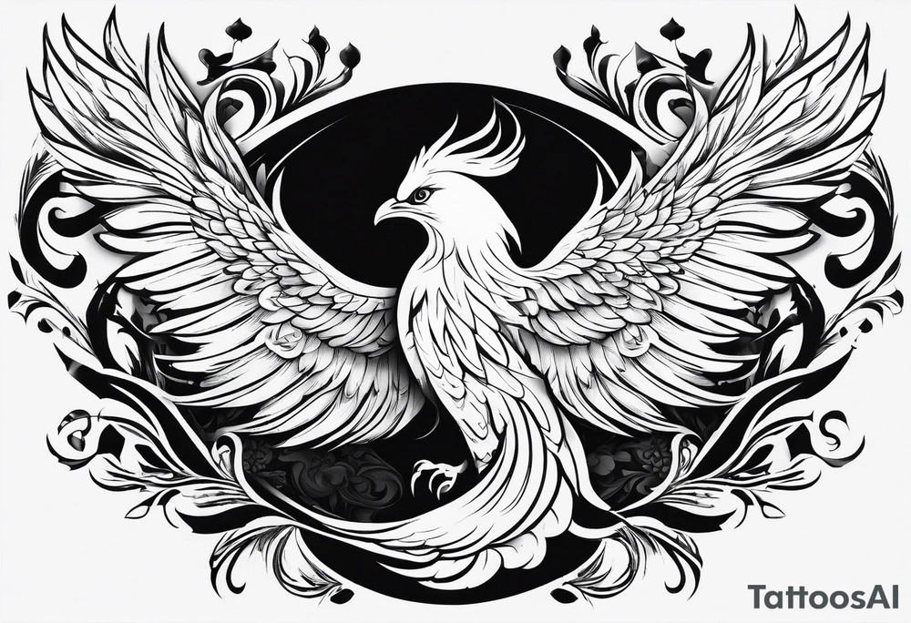 phoenix  minimaliste. trait de crayon. tattoo idea