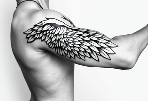Shoulder to elbow wing tattoo idea