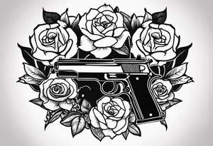 Money, guns, roses tattoo idea