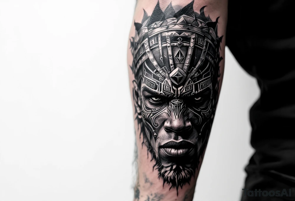 Black African god tribal tattoo idea