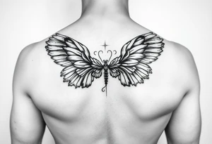 Cupid and psyche Greek mythology  inspired using angel wings and butterfly wings as core concepts- more illustrative and mythological for arm tattoo tattoo idea