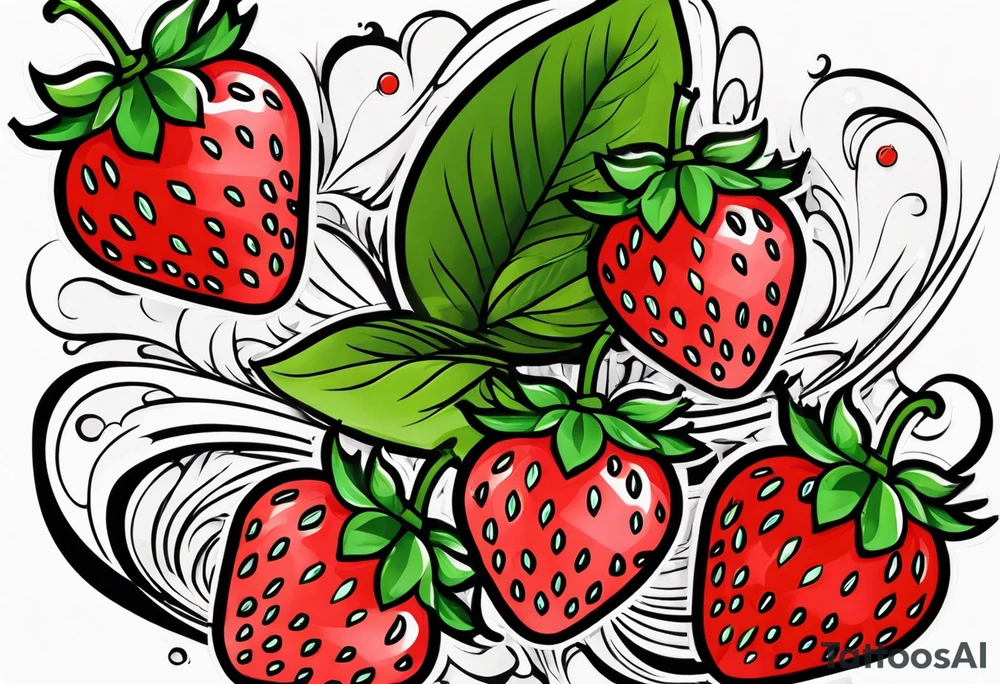 Simple strawberry with banner around it tattoo idea