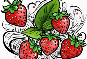 Simple strawberry with banner around it tattoo idea