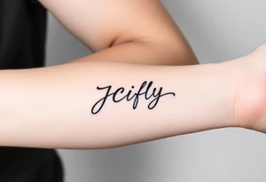 A small tattoo to go on my inner forearm with the cursive letters JCIFLY in an infinity symbol shape and a bit abstract tattoo idea