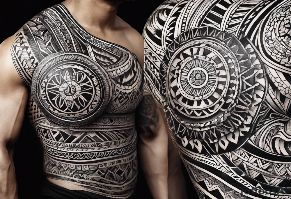 Igbo pattern tribal tattoo from left pec to left deltoid tattoo idea