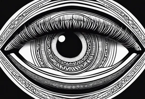 100 eyes with big eye lashes in geometric form in a oval tattoo idea