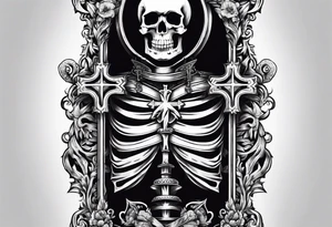 skeleton walking with a cross tattoo idea