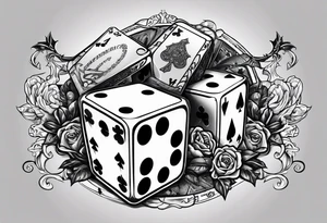 i want gambling dice with poker cards with death with guns with the number 23 with scorpion tattoo idea