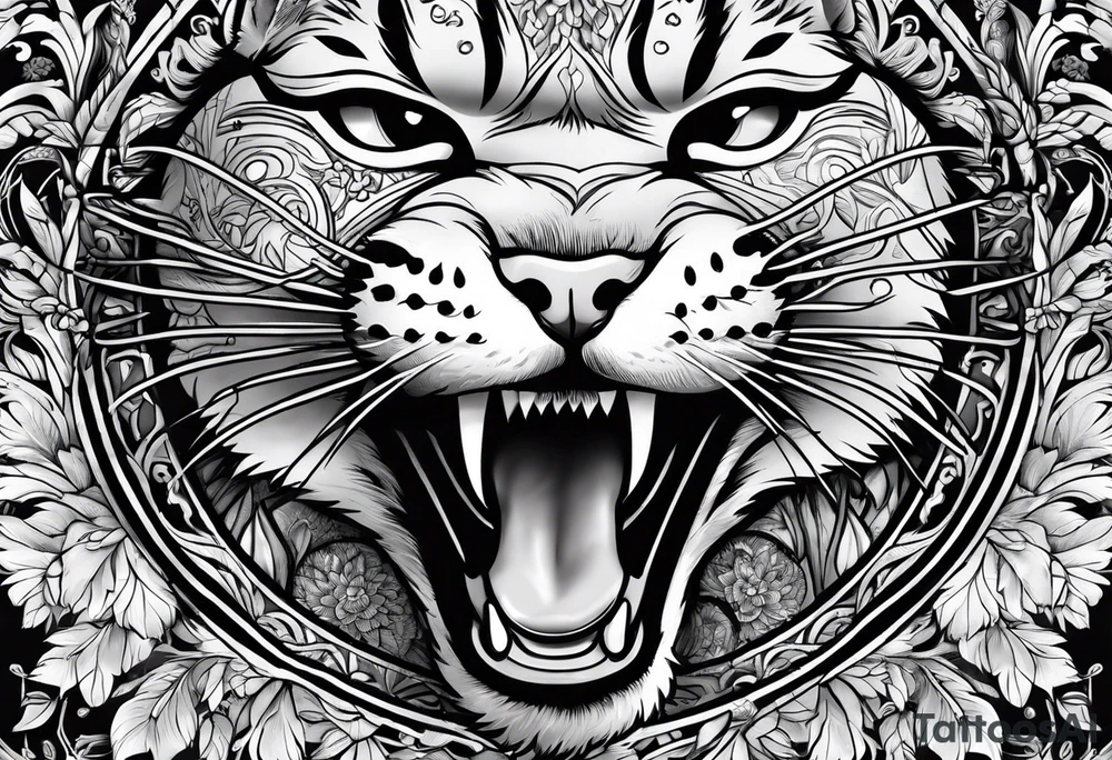 cat with cigar tattoo idea