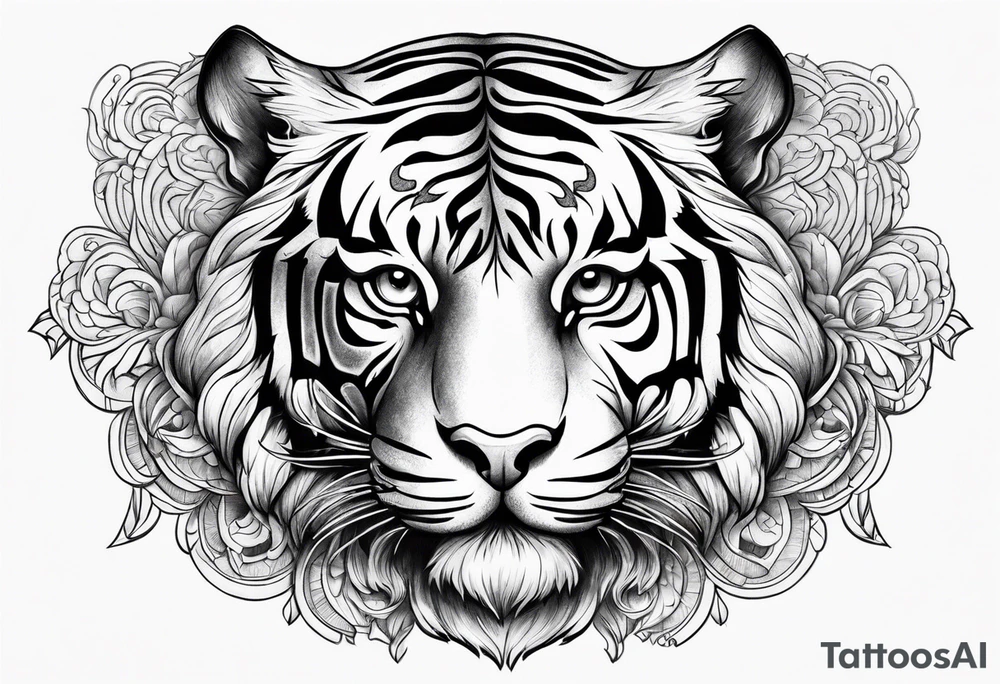 Tiger with a bull tattoo idea