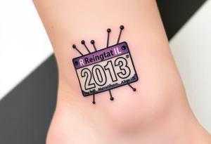 Racing half marathon bib 2013 purple and gold running safety pins piercing the skin running tattoo idea