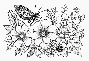 Bugs and flowers tattoo idea