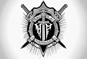 Valhalla sheild sword stairs tattoo idea