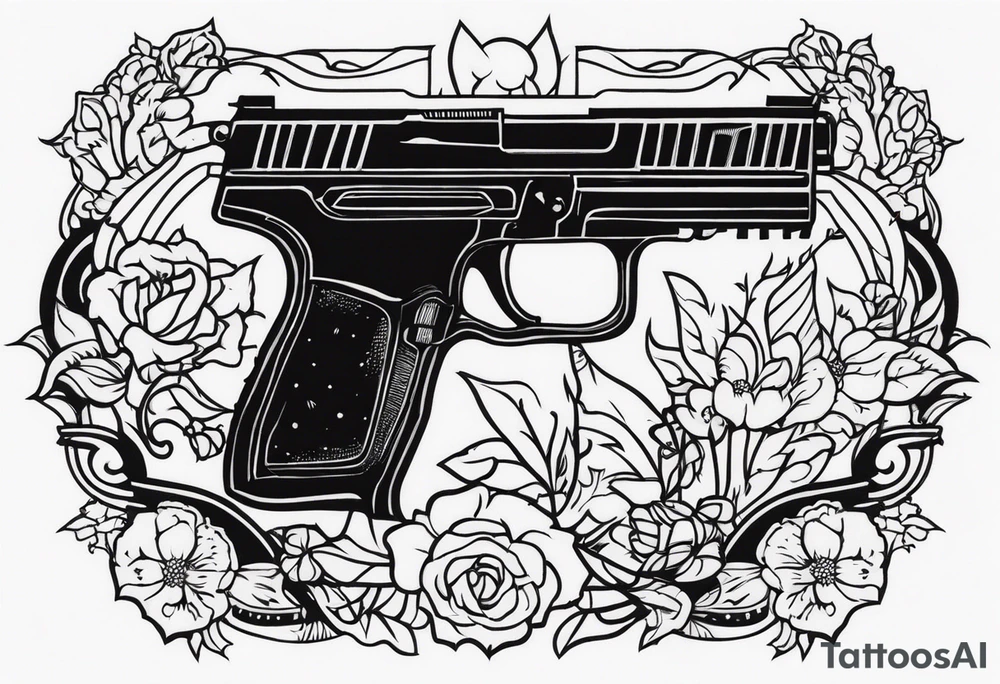 The letters AR with pistols on each side tattoo idea