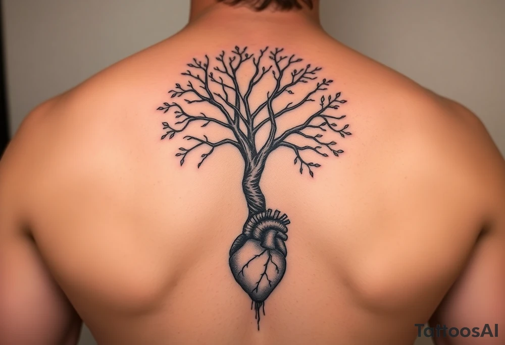 Thick DNA TREE with roots for family tree
Add anatomical heart in bottom tattoo idea