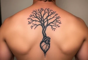 Thick DNA TREE with roots for family tree
Add anatomical heart in bottom tattoo idea