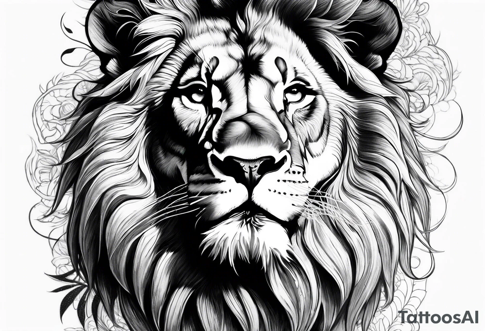 powerful majestic lion, close-up tattoo idea