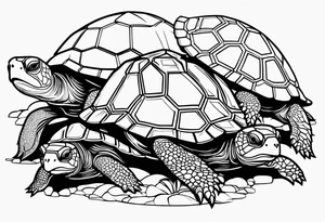 2 baby turtles and two parent turtles tattoo idea
