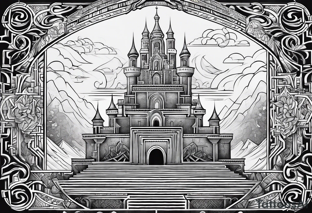 labyrinth Maze castle tattoo idea