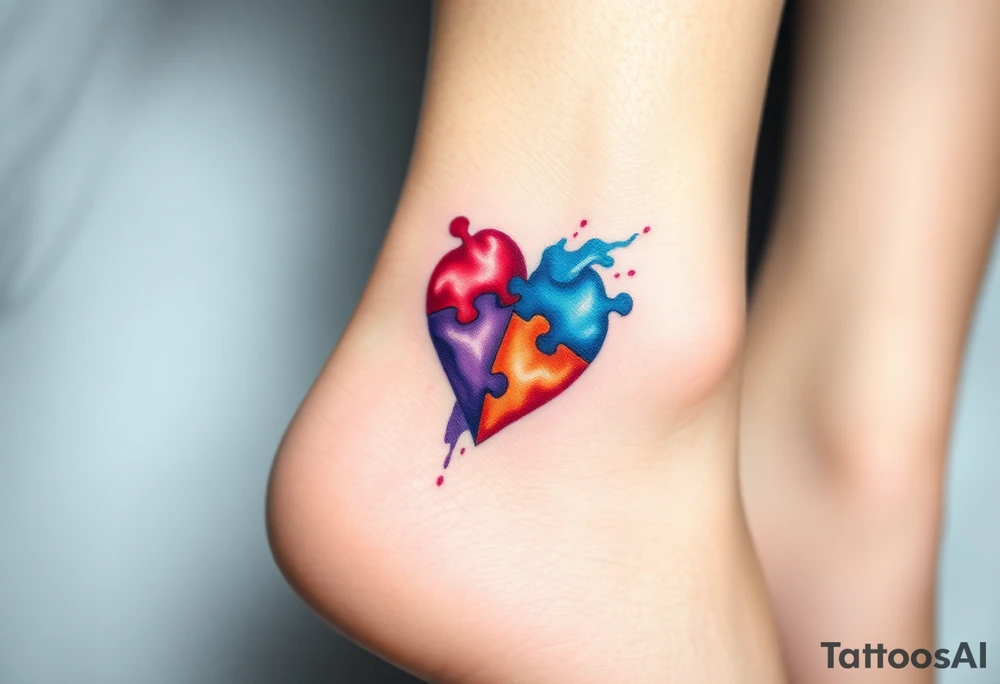 autism heart puzzle shape symbol tattoo idea