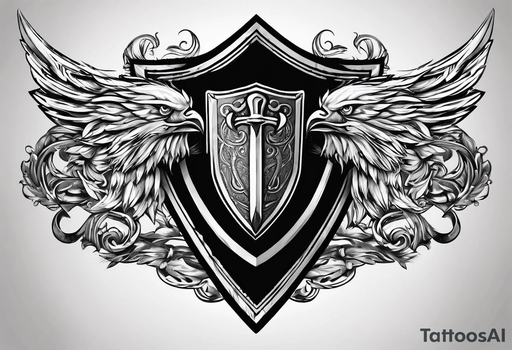 Valhalla sword shield banner tattoo idea