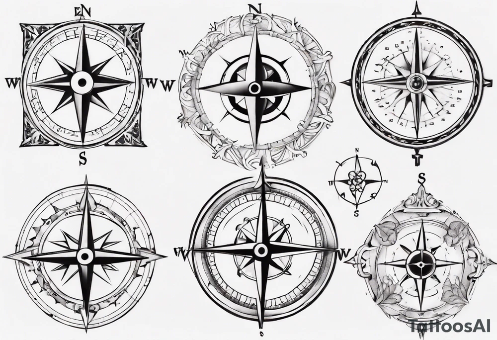 medieval compass tattoo idea