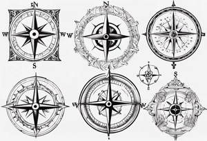 medieval compass tattoo idea