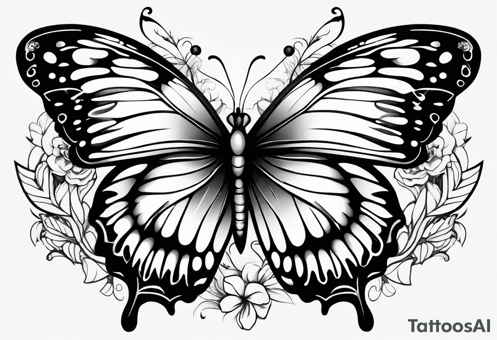 wing, flower, butterfly , tattoo idea