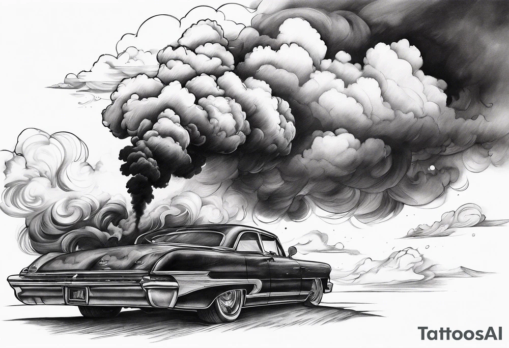 black smoke and clouds tattoo idea
