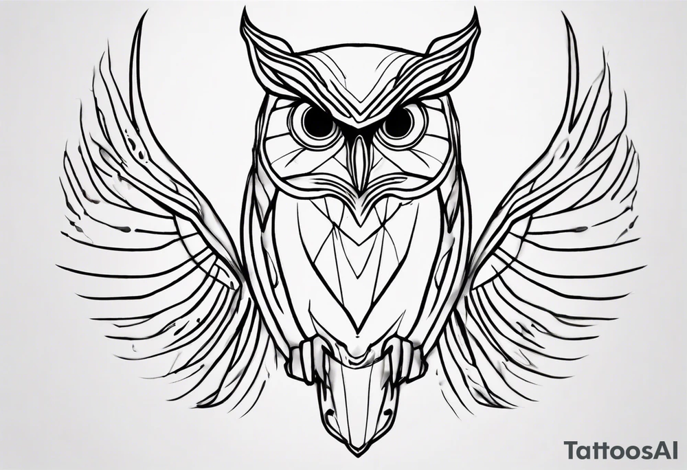 create one line tattoo of a owl head. the line has to start at the buttom and be finished at the top. Has to be really simple and be one-line that is connected tattoo idea