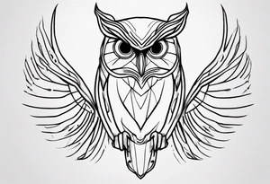 create one line tattoo of a owl head. the line has to start at the buttom and be finished at the top. Has to be really simple and be one-line that is connected tattoo idea