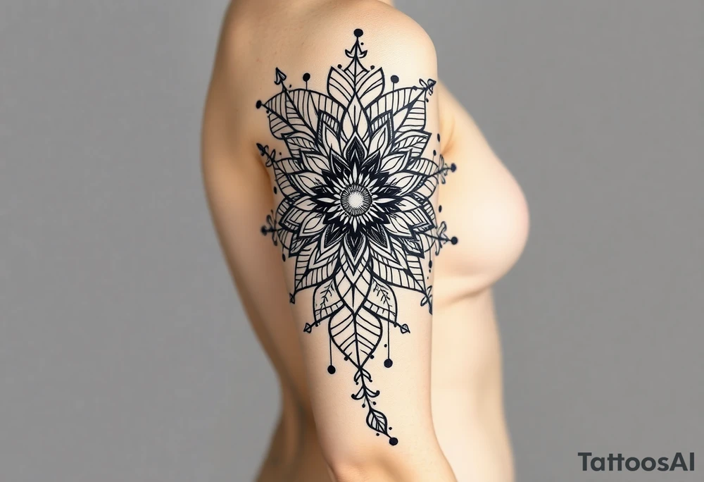 bold line shaman and witch style no flower tattoo idea