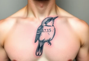 Black and white bluebird with 4/7/15 incorporated in it. On chest tattoo idea