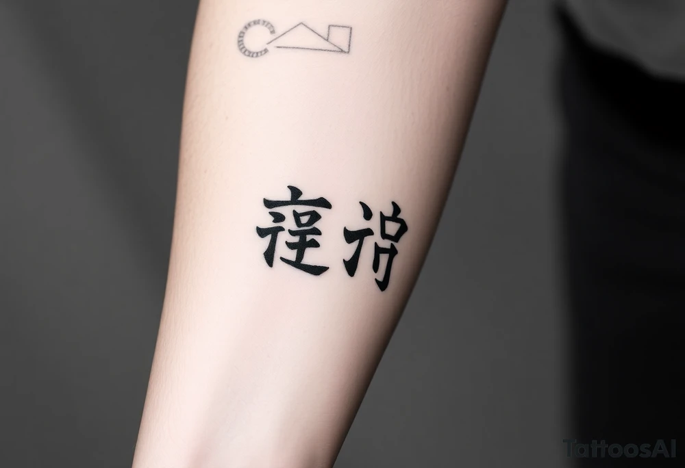 two kanjis on forearm with a background tattoo idea