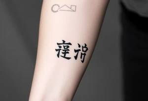 two kanjis on forearm with a background tattoo idea