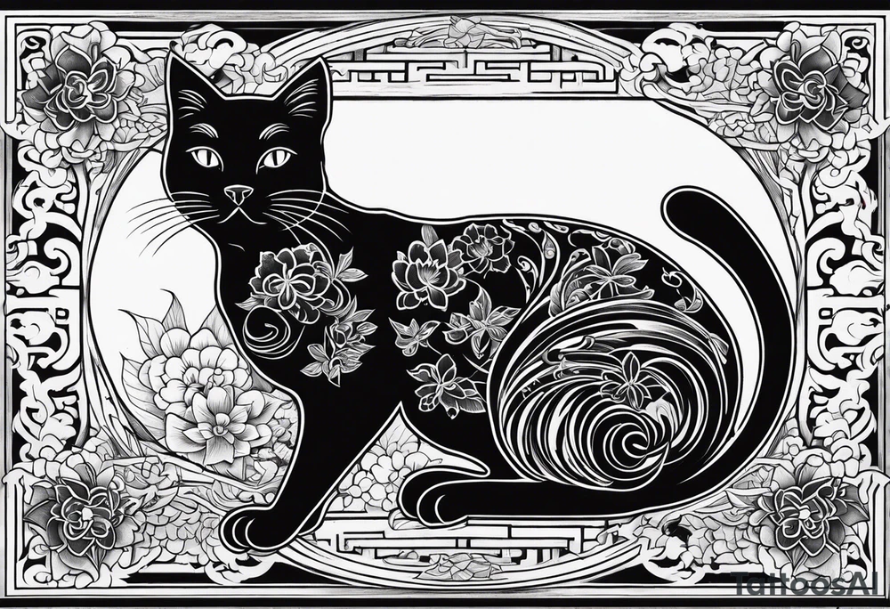 Black cat tattoo idea