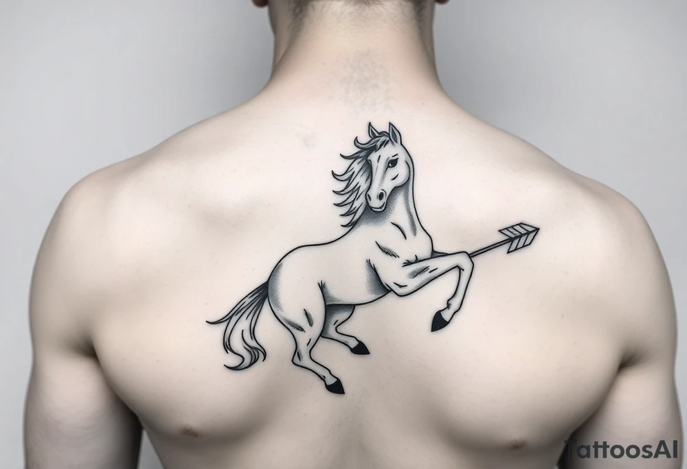 chest japan theme horse and arrow tattoo idea
